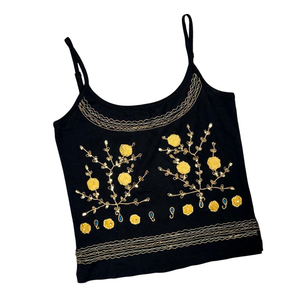 Henna Tank Medium 100% Cotton Embellished Embroidered Vintage
